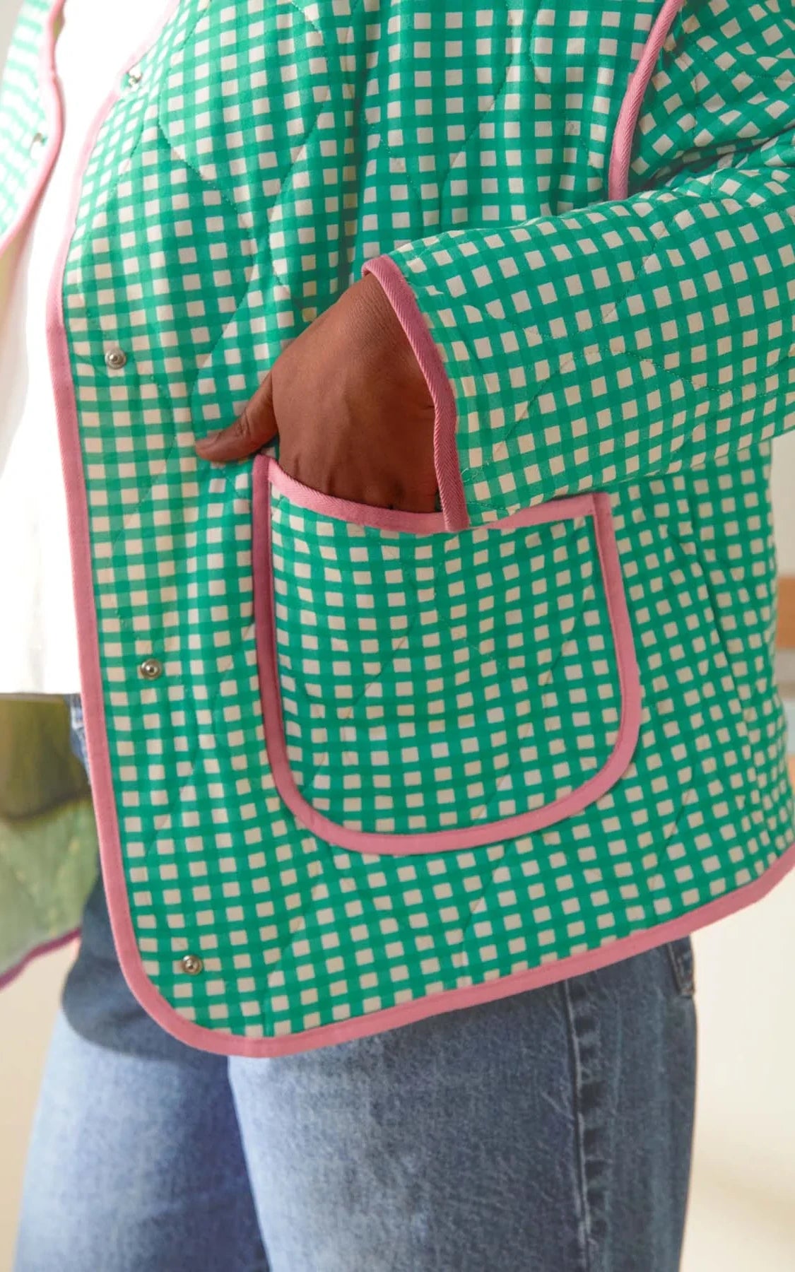 We Are Jolies - Quilted Jacket Green Gingham