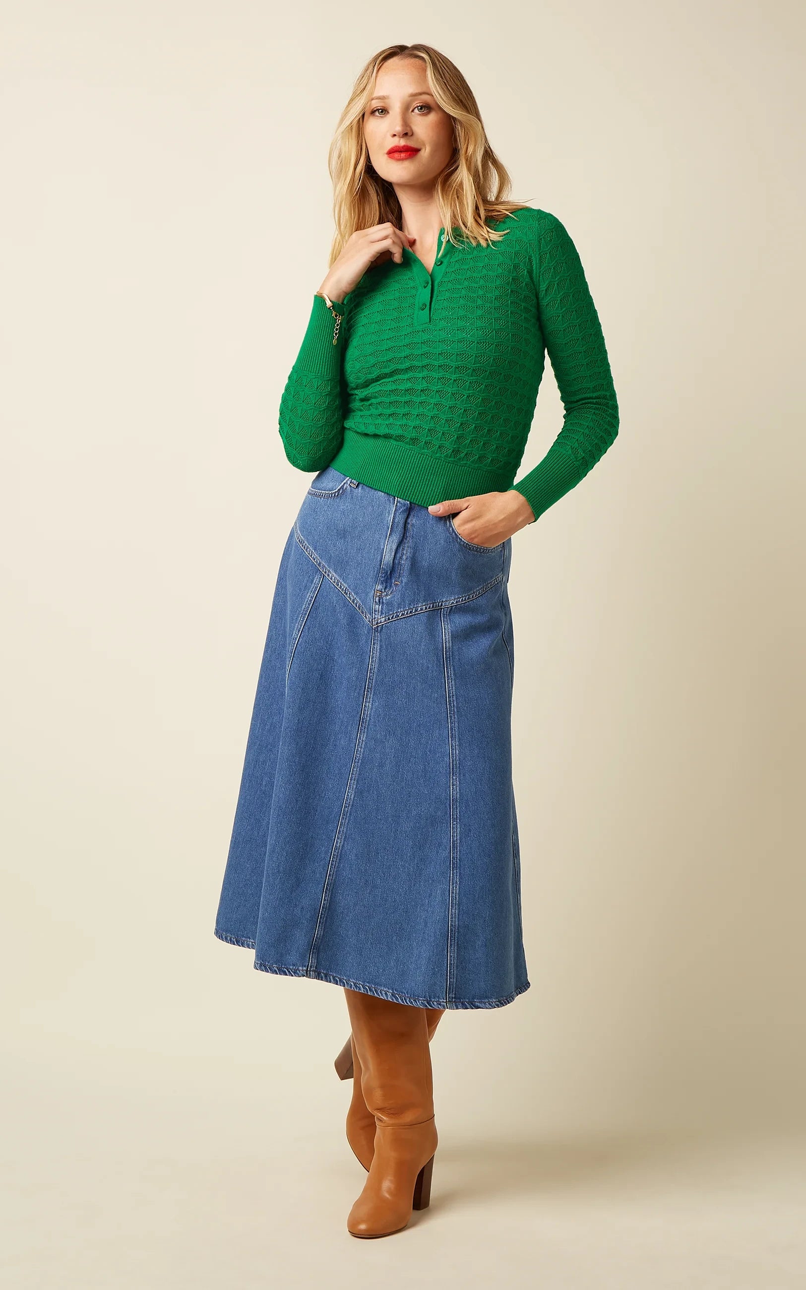 King Louie - Polo Top Avel Knit Meadow Green