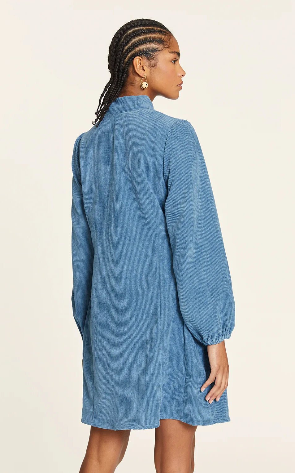 Pepaloves - Corduroy Dress With Blue Bow