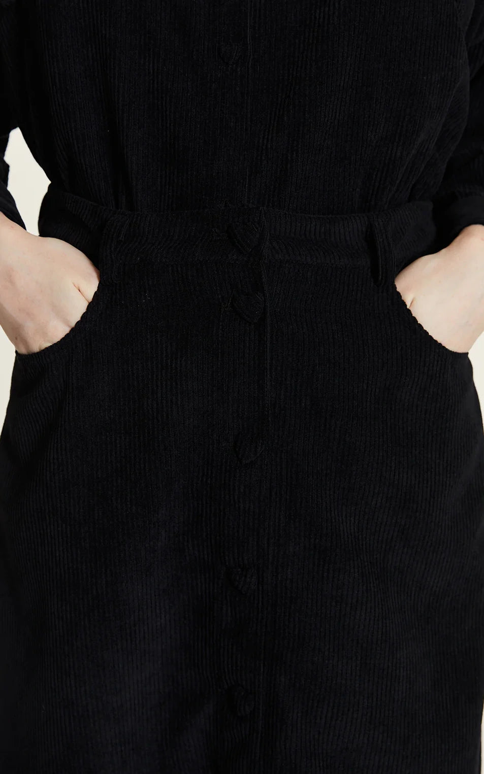 Pepaloves - Corduroy Skirt With Black Heart Buttons