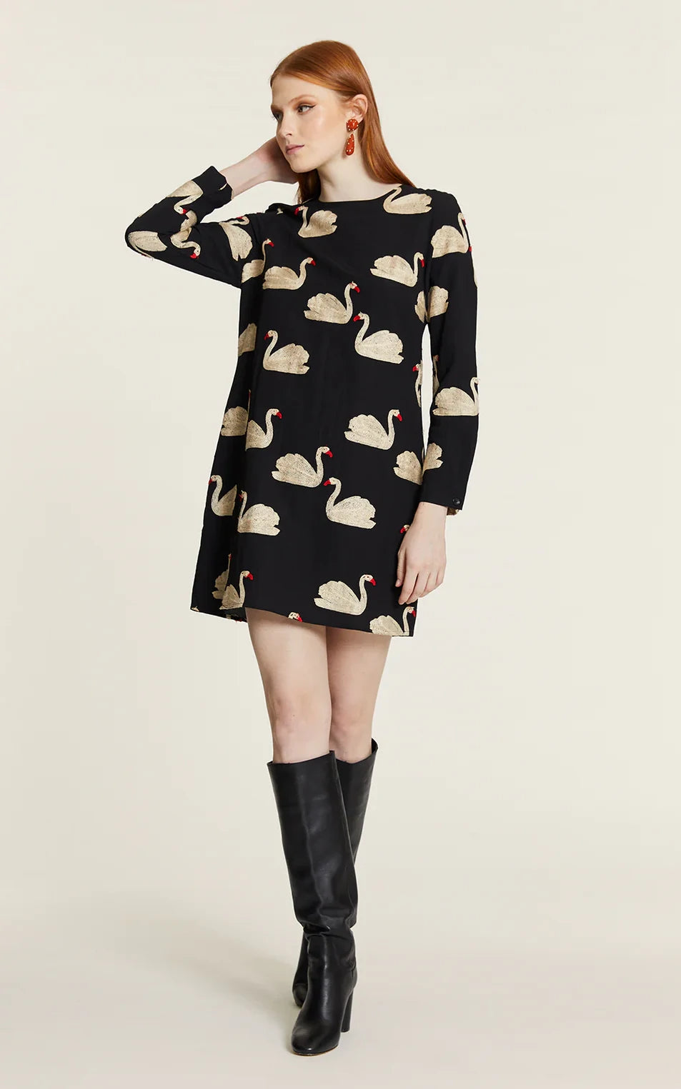 Pepaloves - Short Dress Embroidered Swans