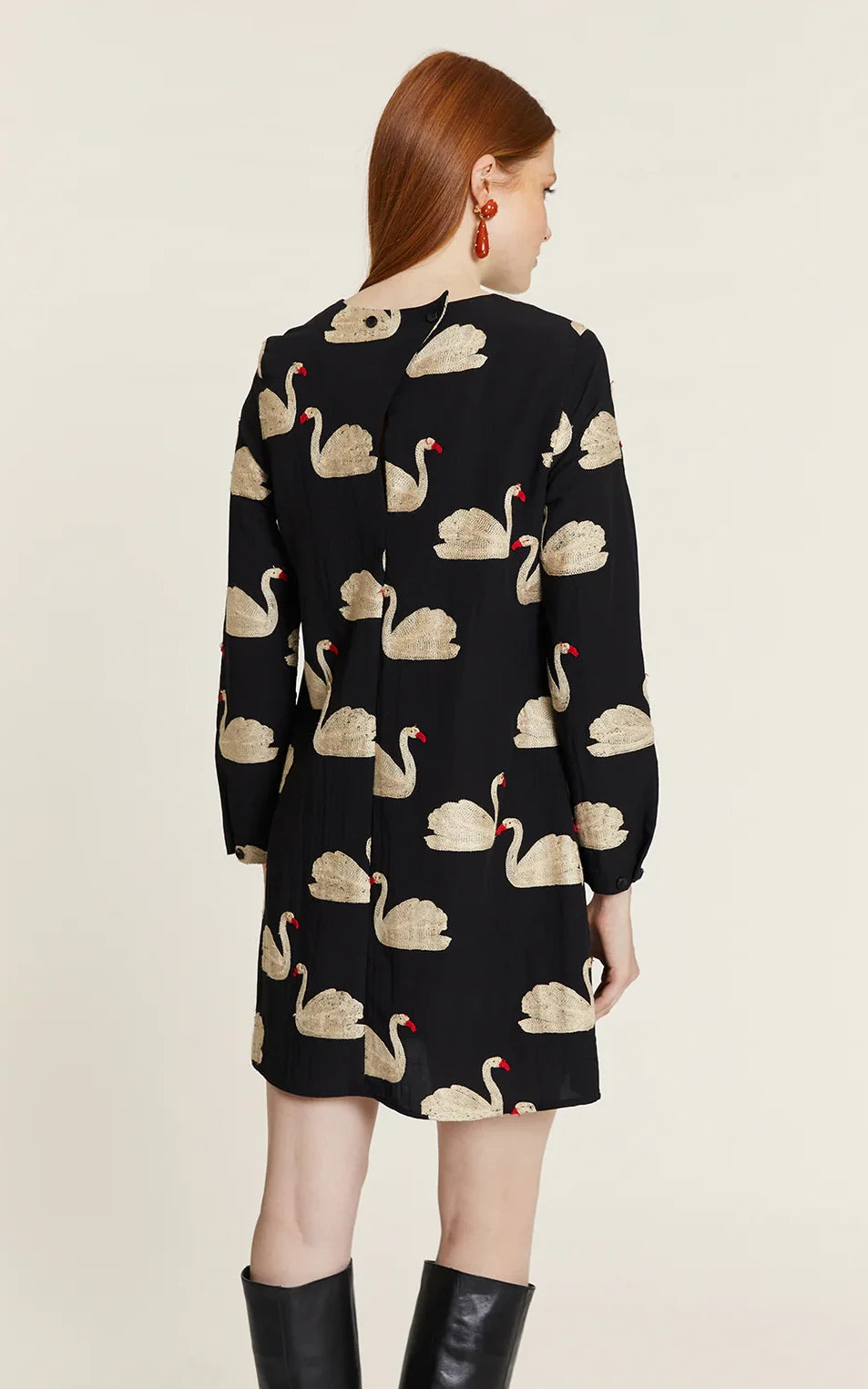 Pepaloves - Short Dress Embroidered Swans