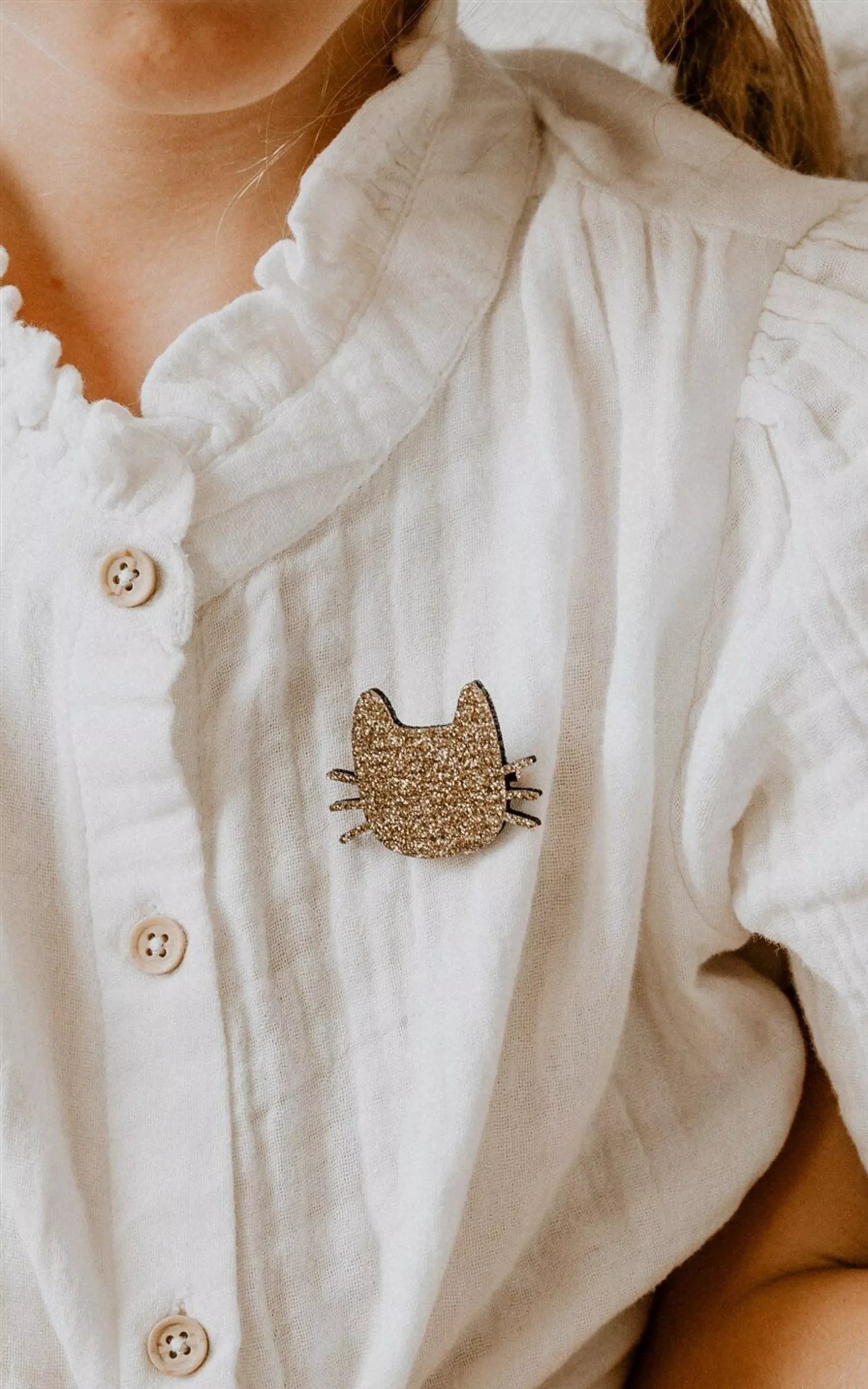 Brooch Whiskers Cat Green