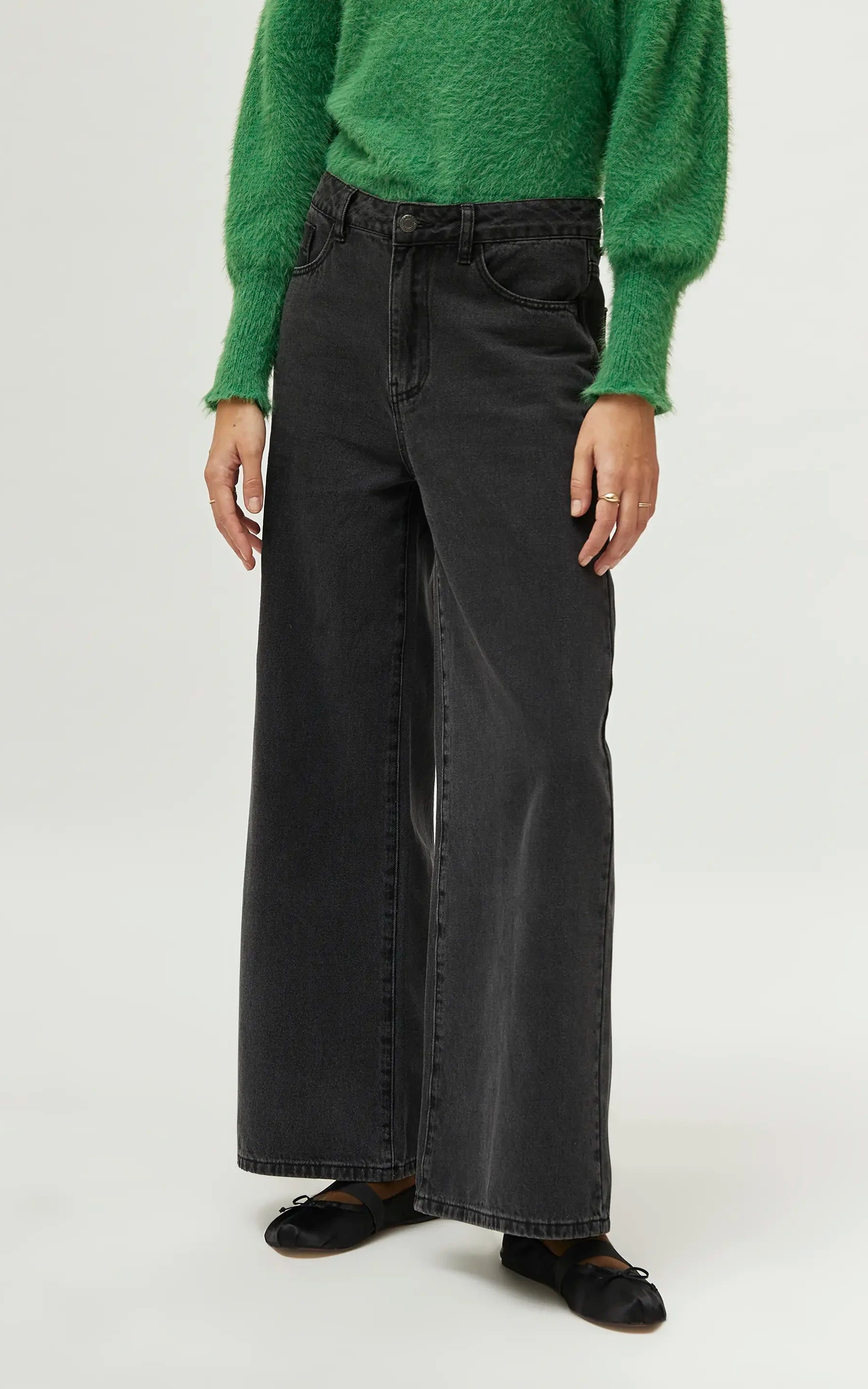 Compania Fantastica - Washed Black Wide Leg Jeans