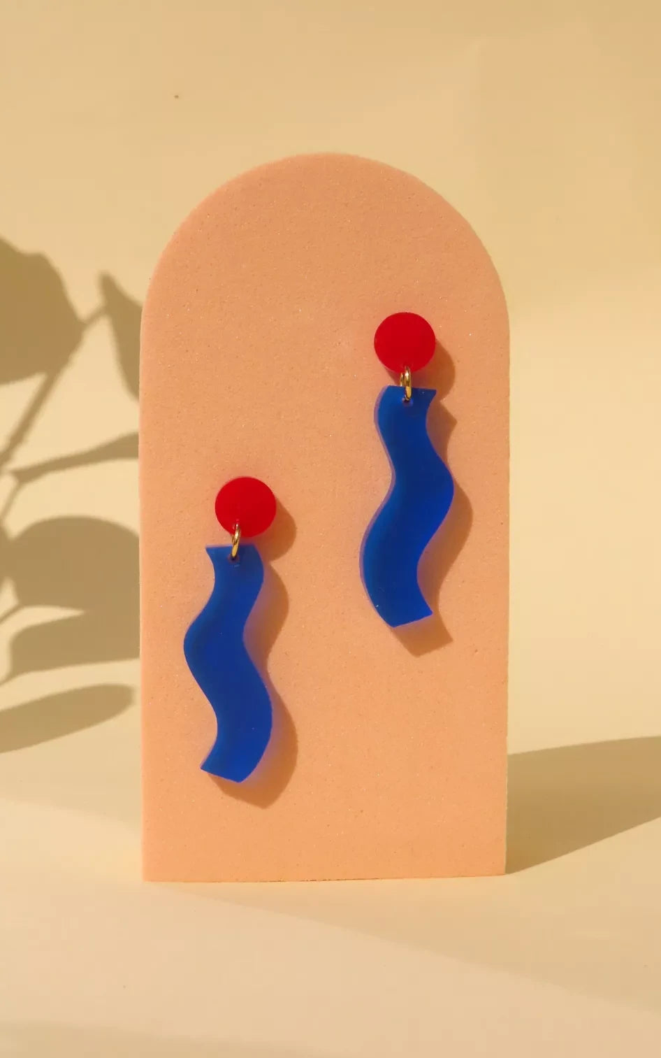 Wormly Earrings Red Ink blue