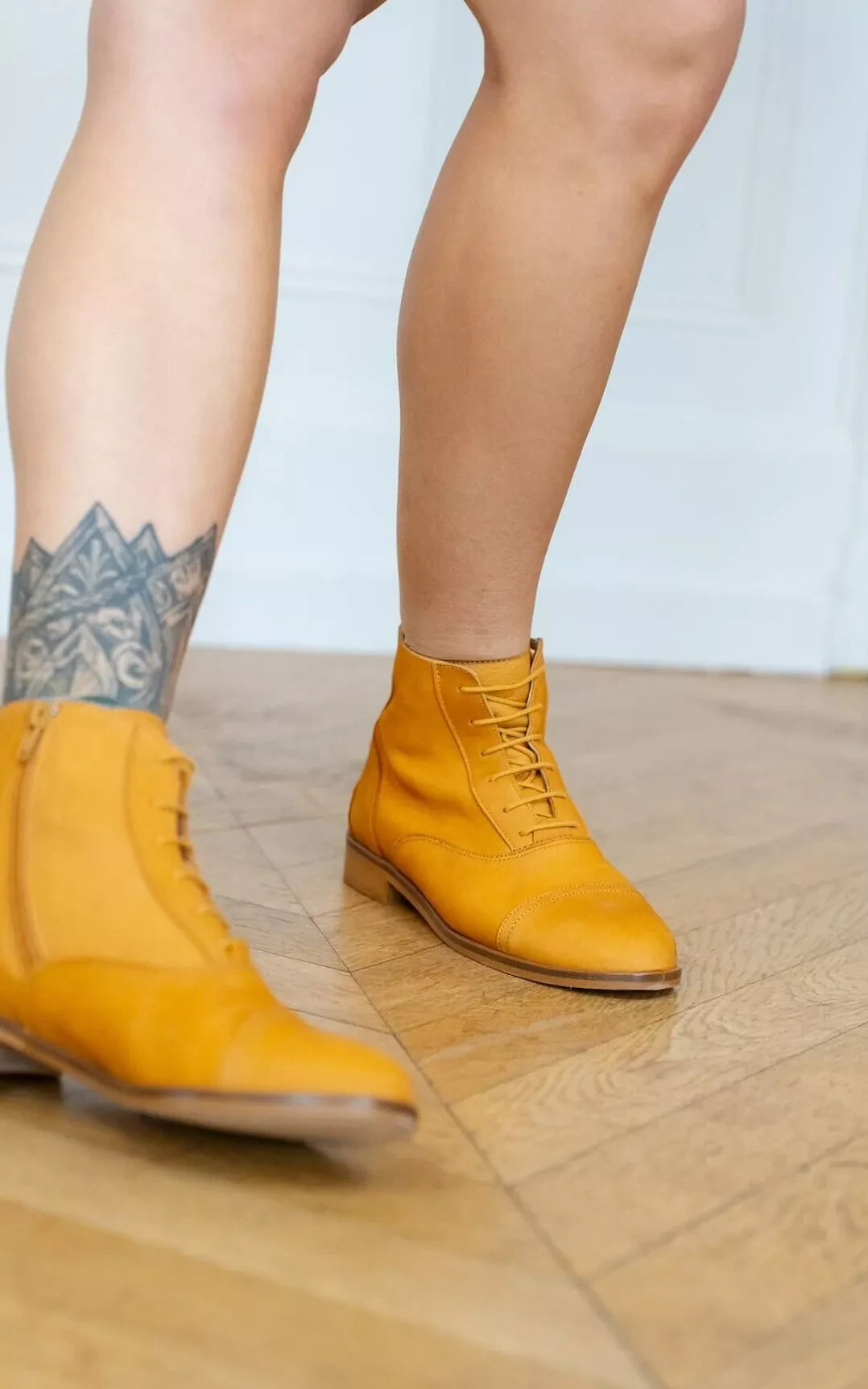 Swivells - Mama Sandy Yellow Nubuck Ankle Boots