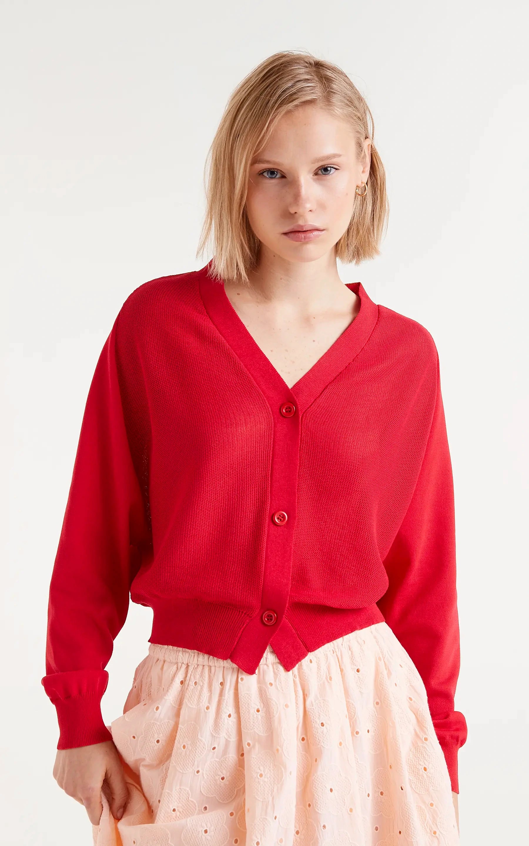 Compania Fantastica - Red Fine Knit Cardigan