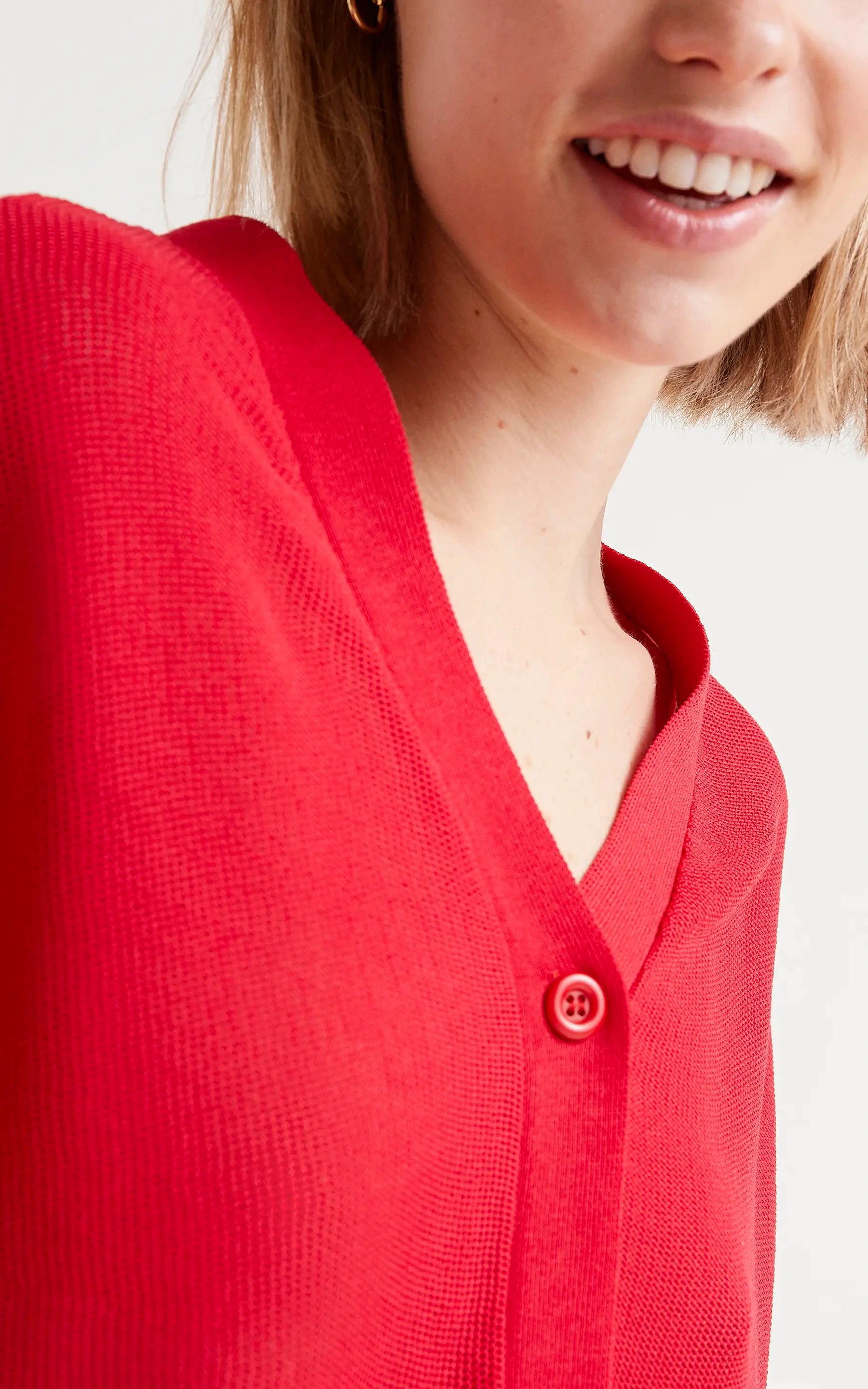 Compania Fantastica - Red Fine Knit Cardigan