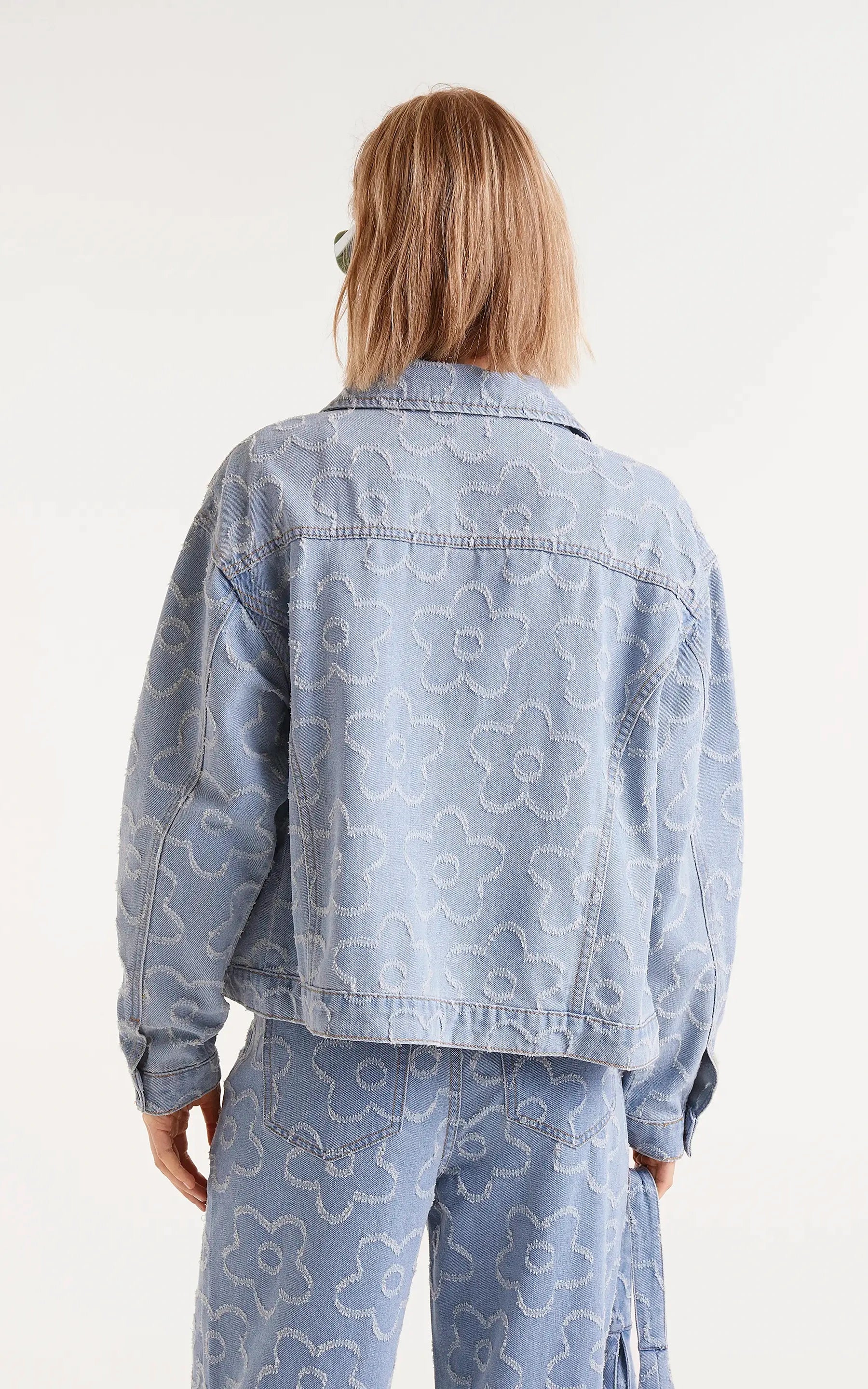 Compania Fantastica - Denim Jacket With Woven Flowers