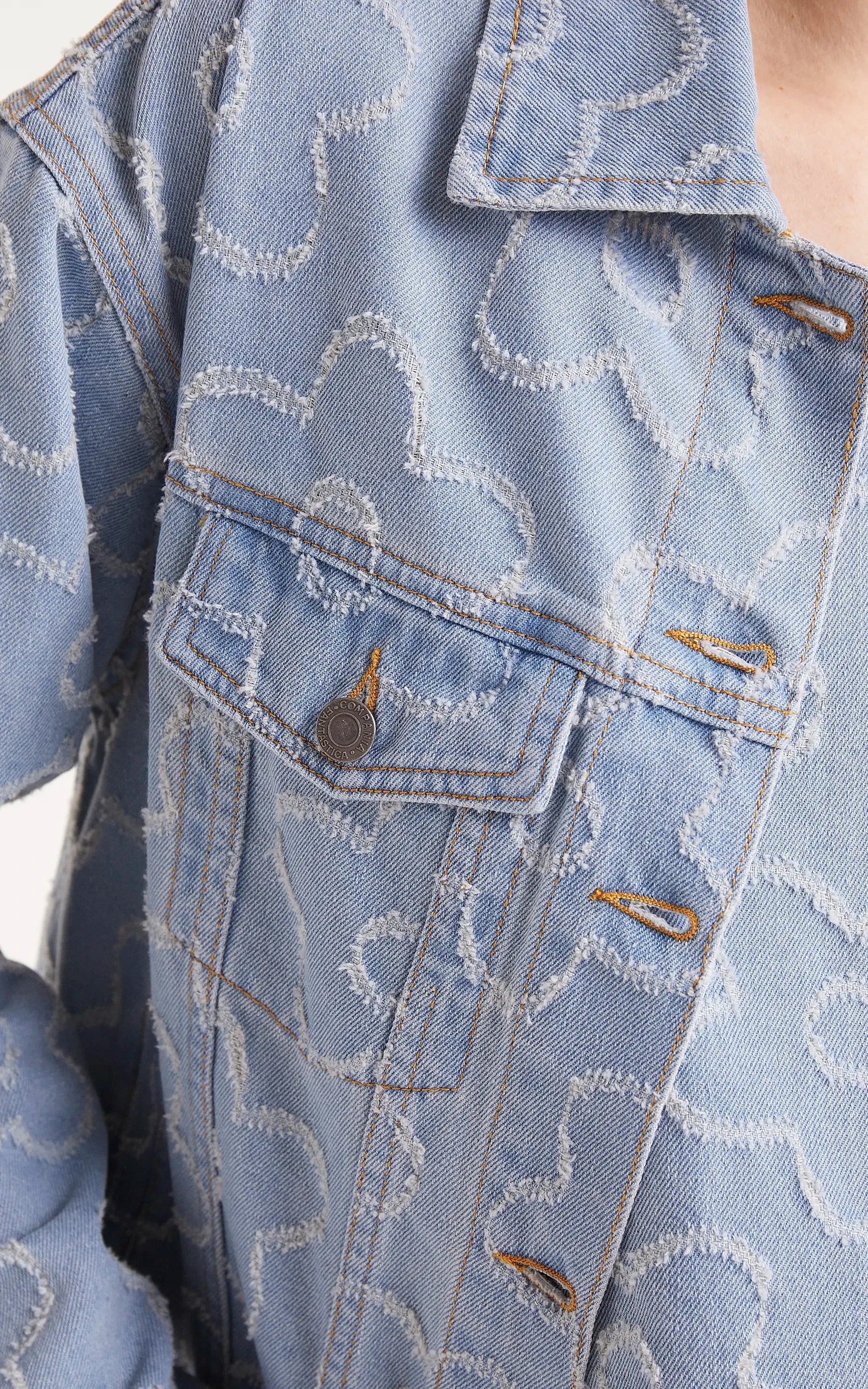 Compania Fantastica - Denim Jacket With Woven Flowers