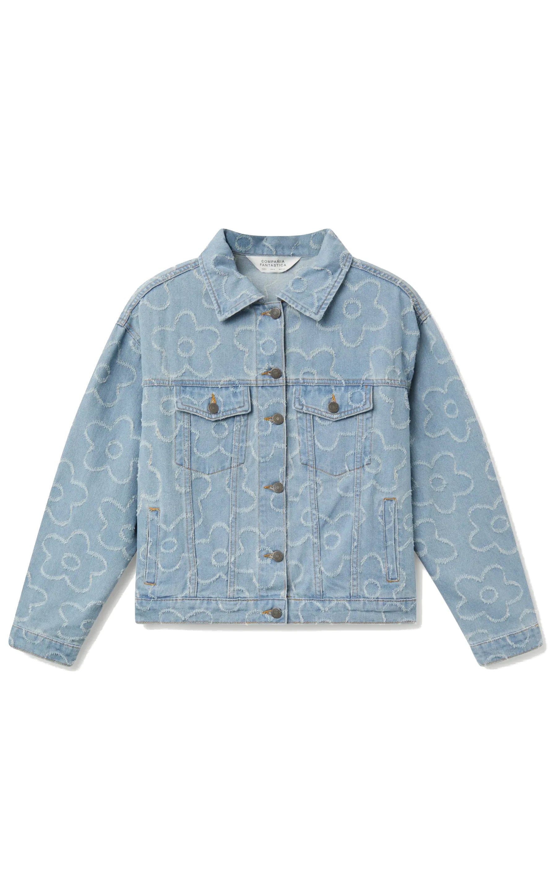 Compania Fantastica - Denim Jacket With Woven Flowers