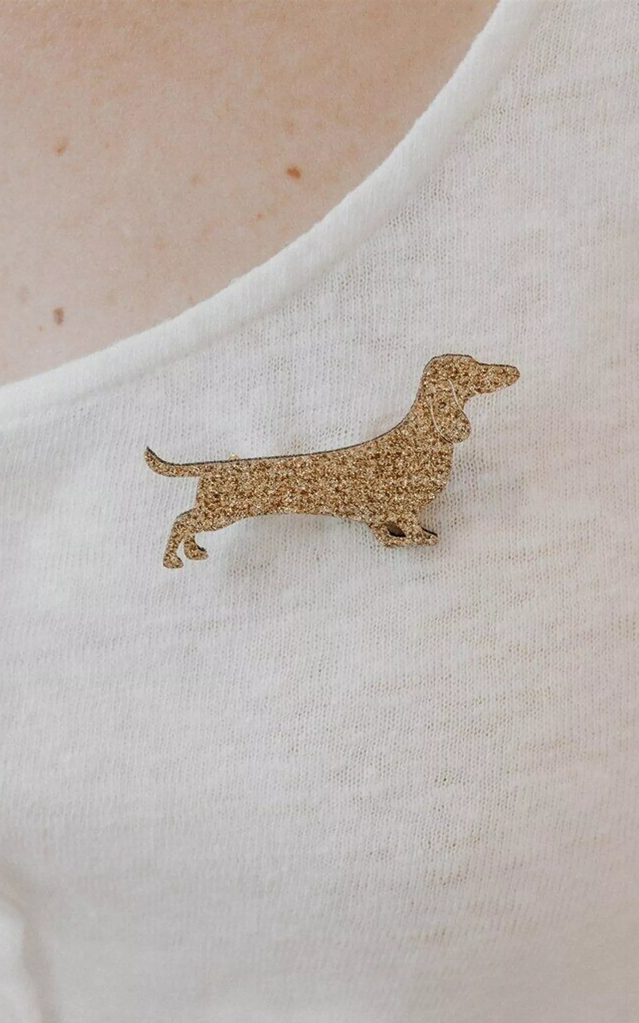 Glittery Brooch Dachshund