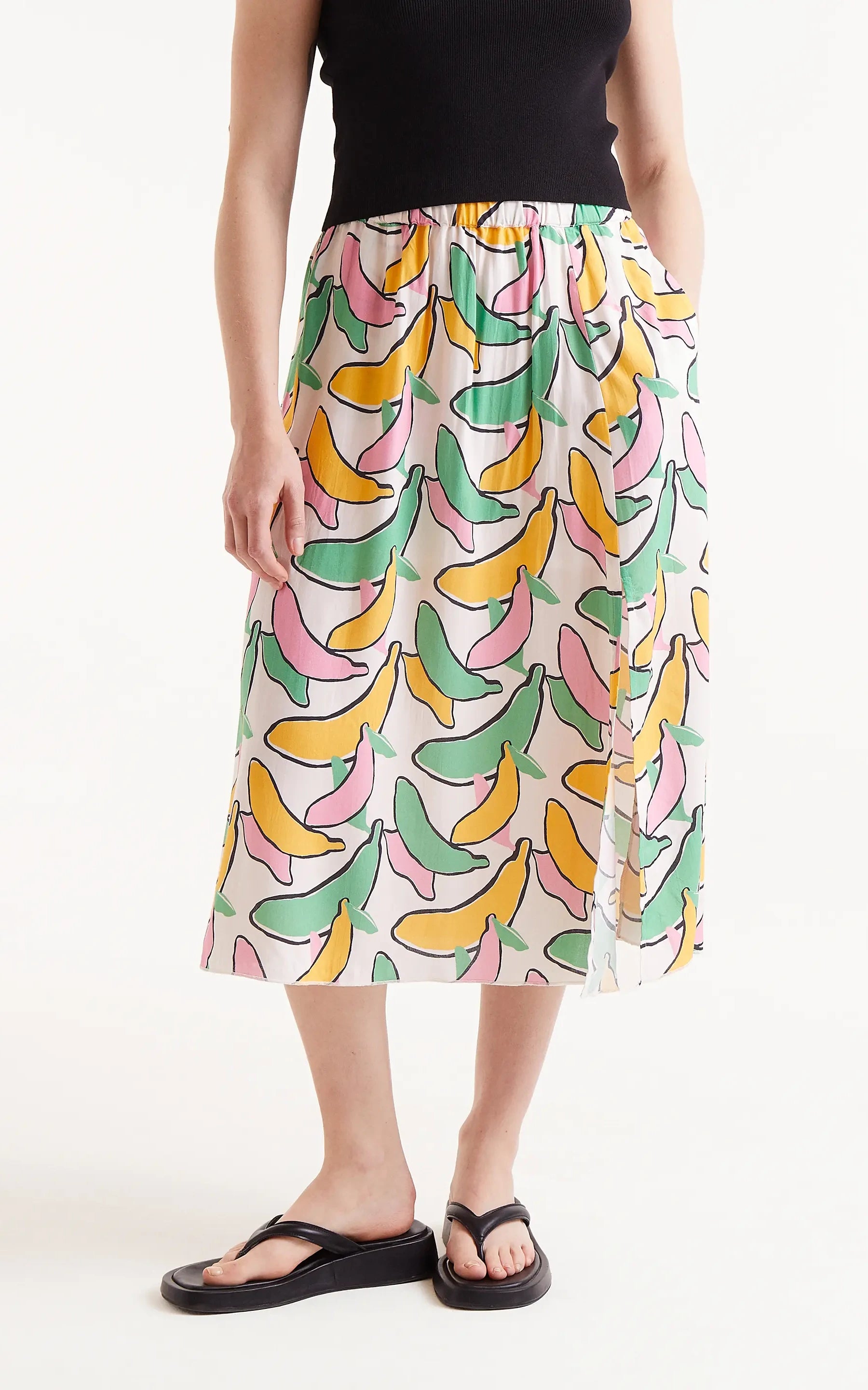 Compania Fantastica - Banana Print Midi Skirt