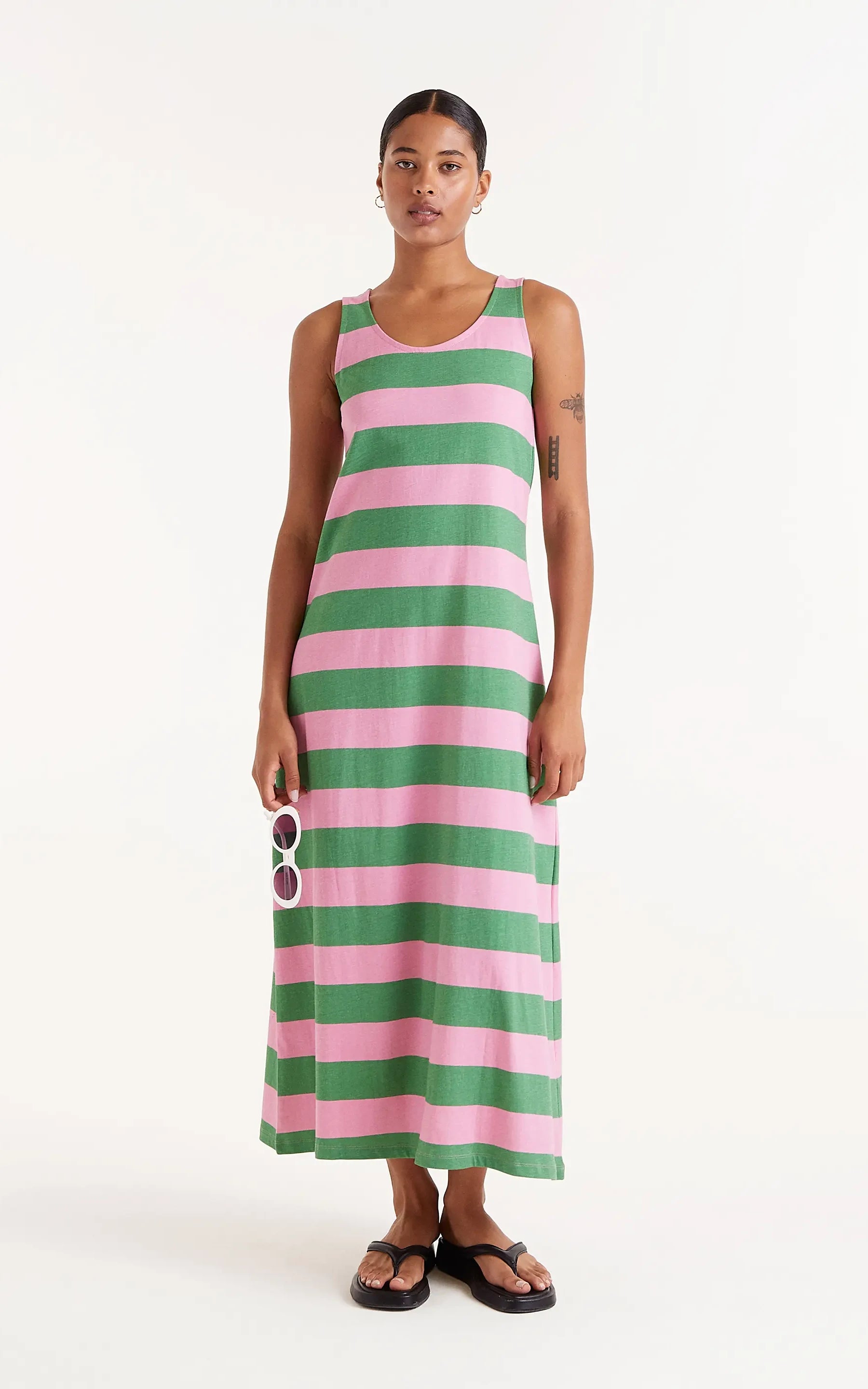 Compania Fantastia - Long Green Striped Dress
