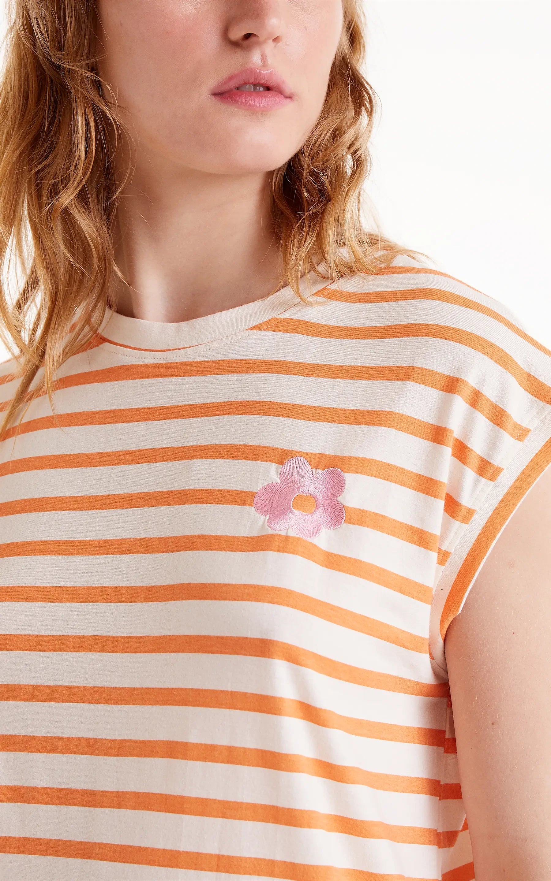 Compania Fantastica - Orange Striped Print T-shirt