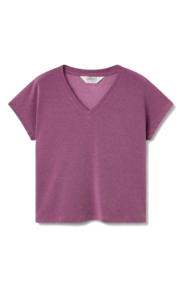 Compania Fantastica - Lilac V-neck T-shirt