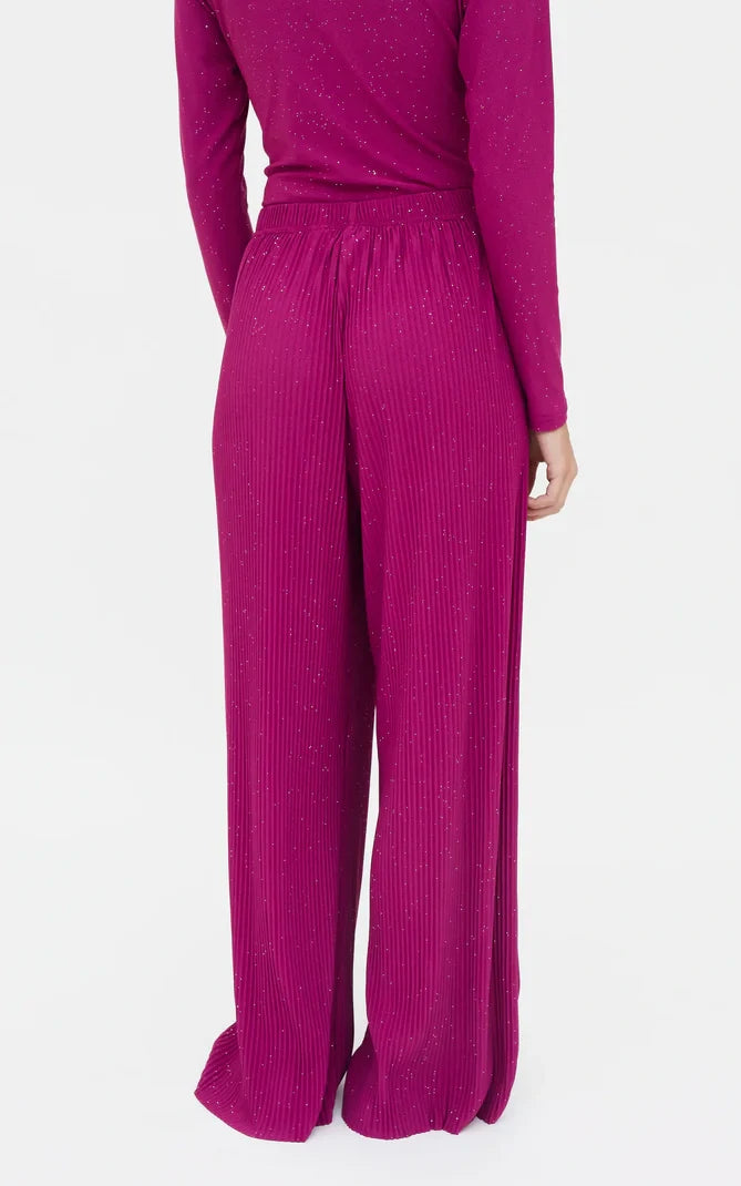 Compania Fantastica - Pleated Crepe Trousers With Magenta Lurex