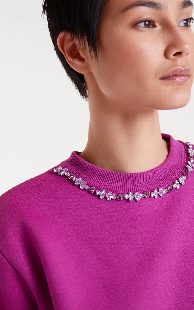 Compania Fantastica - Magenta Jewel Neck Sweatshirt