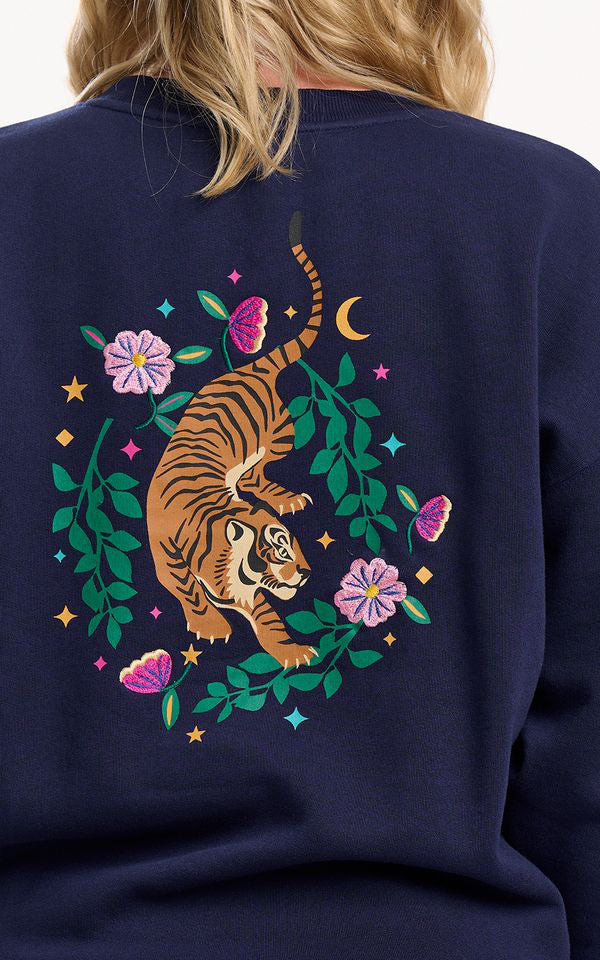 Sugarhill Brighton - Eadie Relaxed Sweatshirt Navy Midnight Magic Tiger