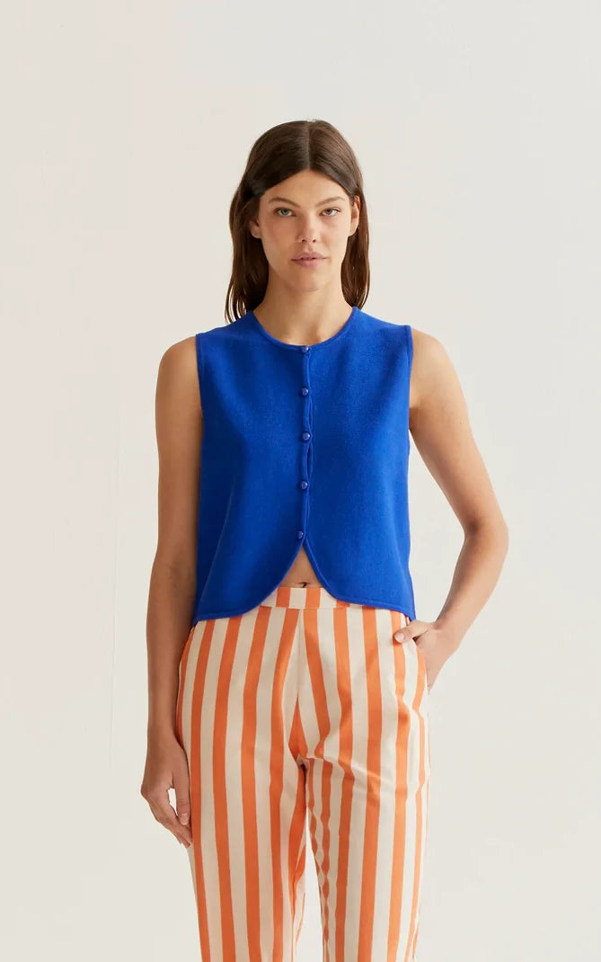 Compania Fantastica - Blue Knit Vest Topv