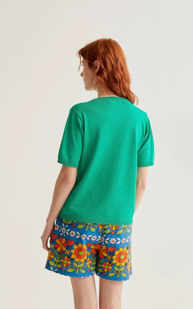 Compania Fantastica - Green Knit Top With Orange