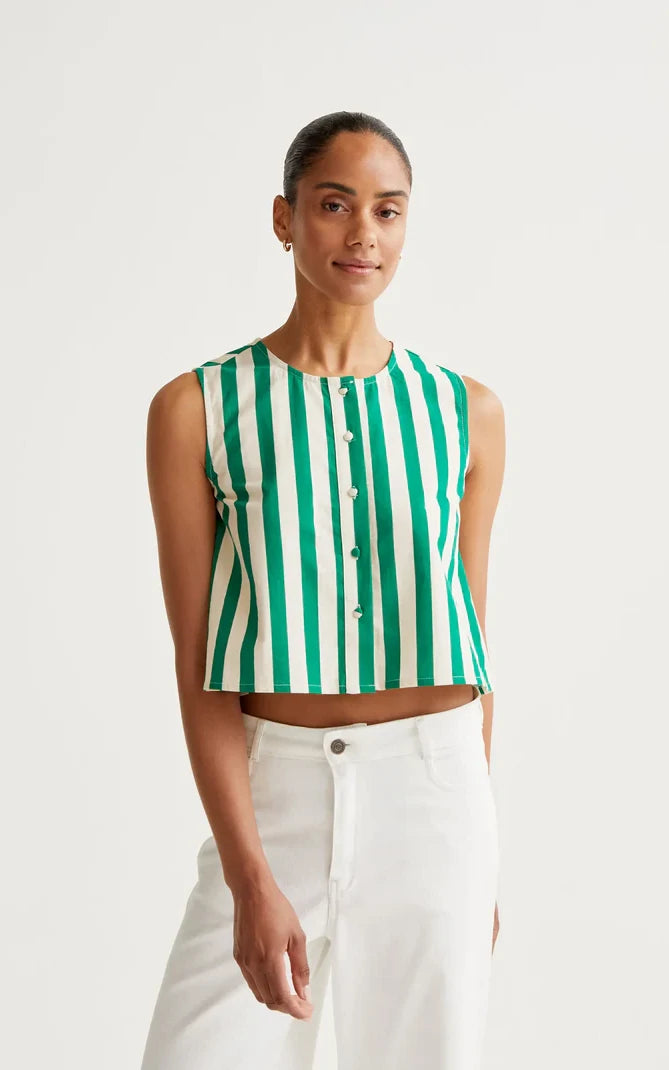 Compania Fantastica - Bamboo Green Print Top