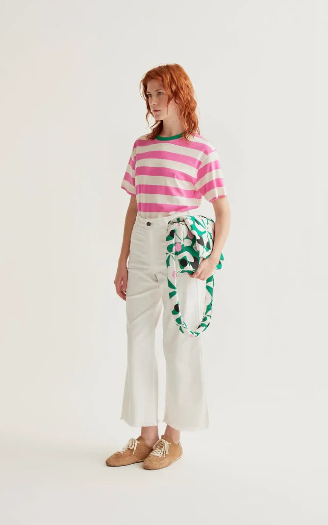 Compania Fantastica - T-shirt With Pink And White Striped Print