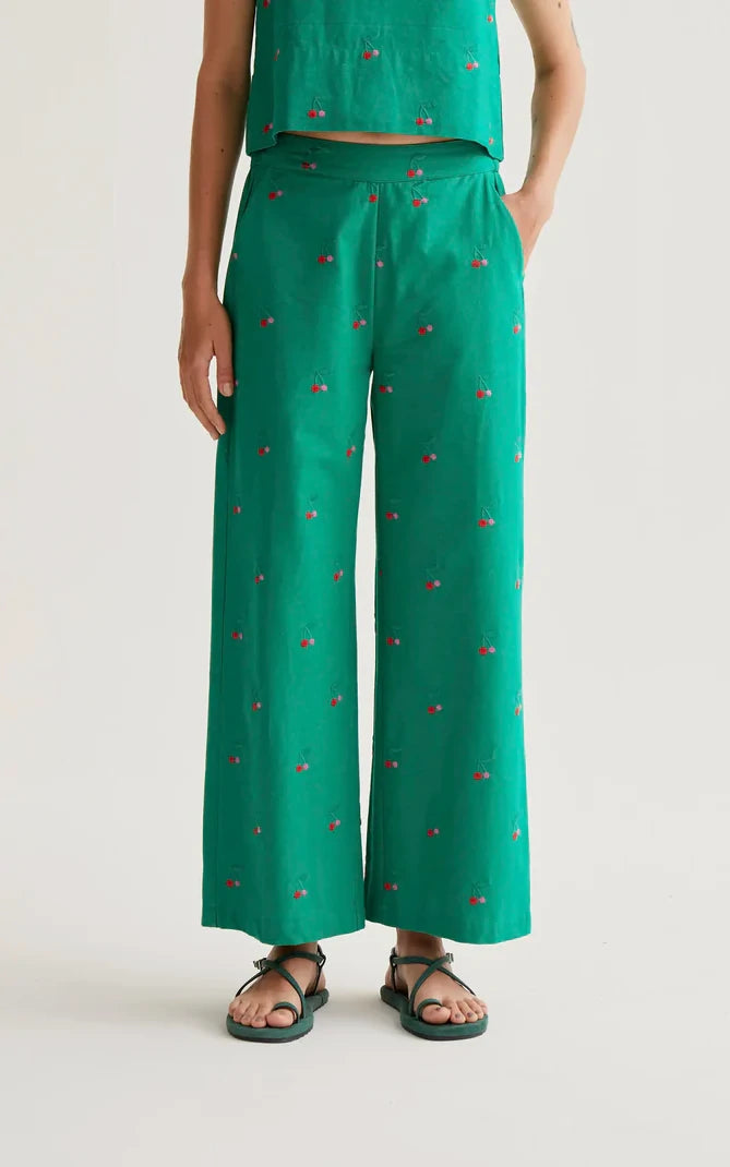 Compania Fantastica - Trousers With Green Cherries Print