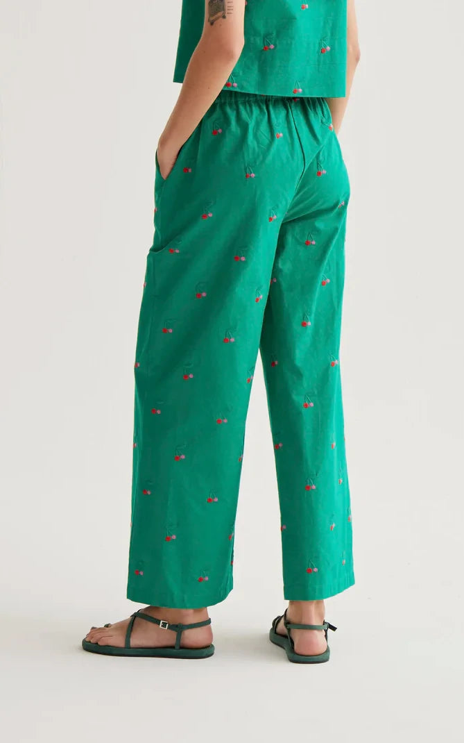 Compania Fantastica - Trousers With Green Cherries Print