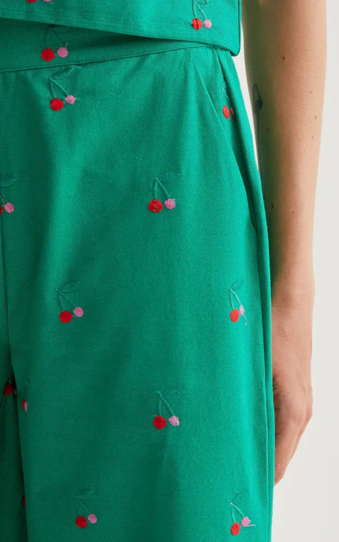 Compania Fantastica - Trousers With Green Cherries Print