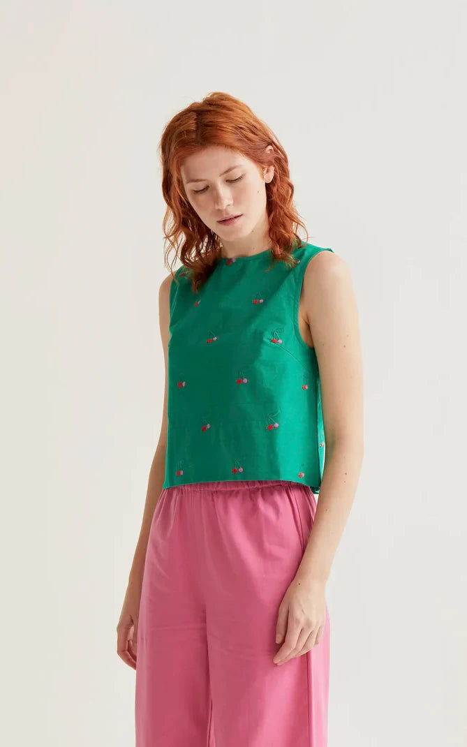 Compania Fantastica - Top With Green Cherries Print