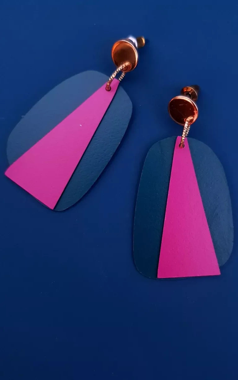 Jasper Earrings Dark Green Pink