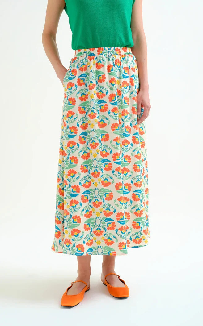Compania Fantastica - Long Skirt With Small Royal Print
