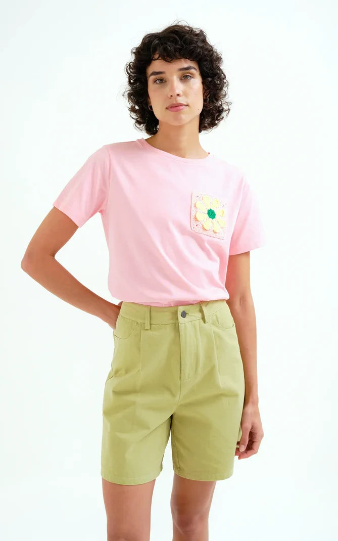 Compania Fantastica - T-shirt With Embroidered Sunflower