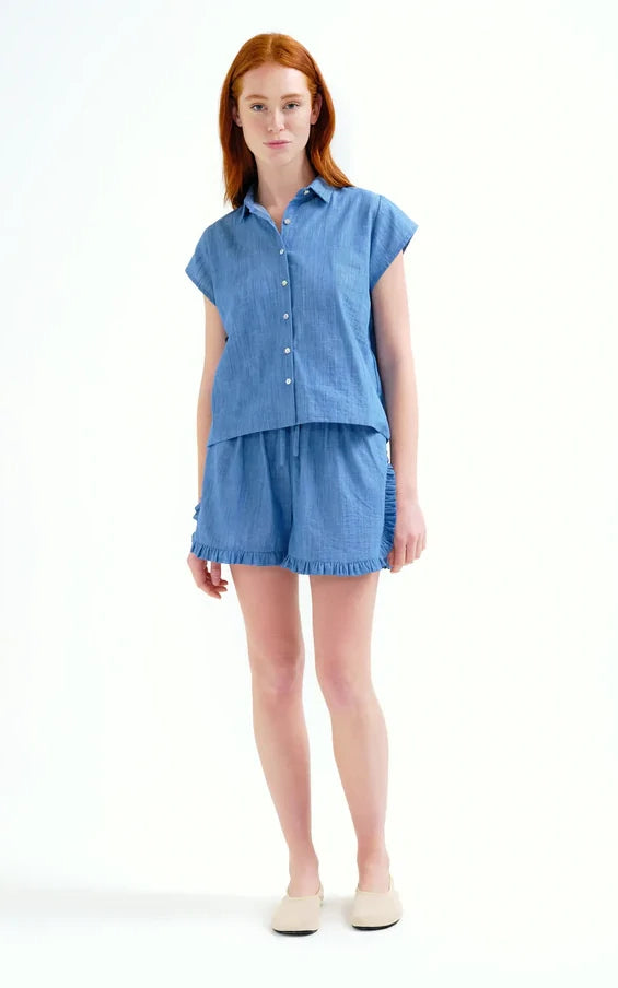 Compania Fantastica - Chambray Light Blue Short Sleeve Shirt