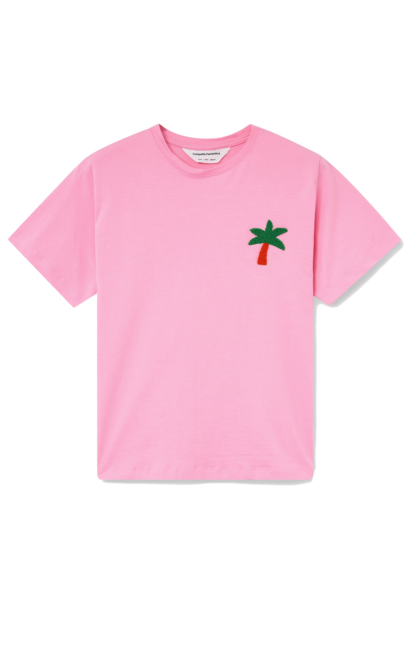 Compania Fantastica - Pink T-shirt With Palmtree Embroidery