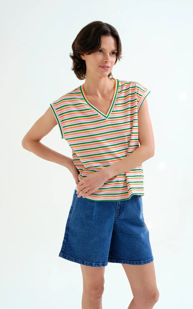 Compania Fantastica - T-shirt Special Multicolored Striped Print