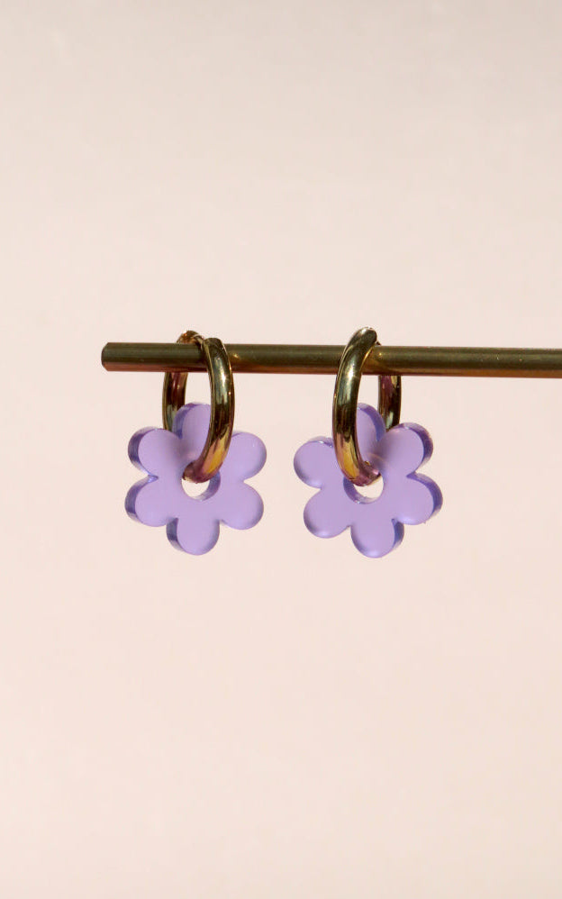 Flower Hoops Oorbellen Paars