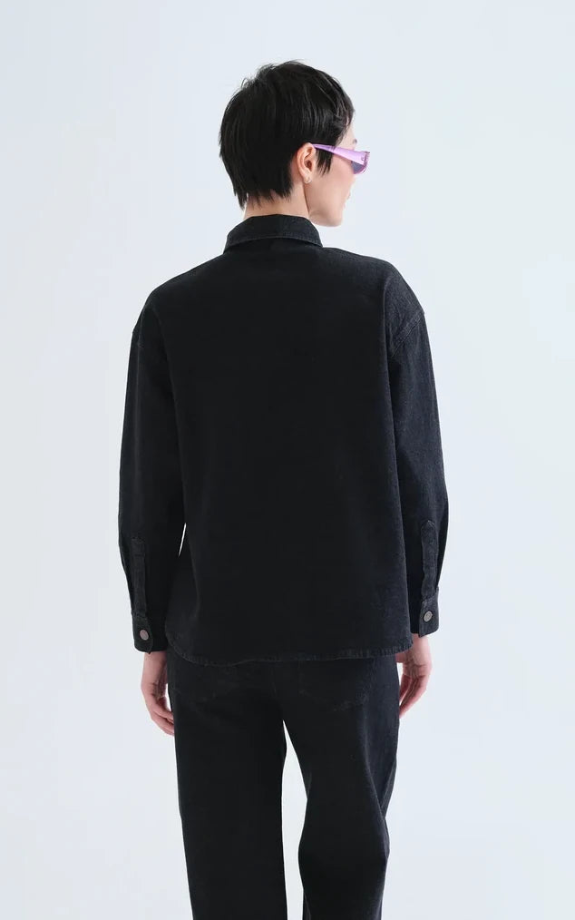 Compania Fantastica - Black Denim Shirt With Candy Print