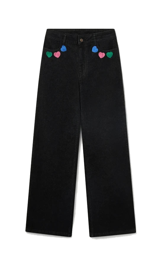 Compania Fantastica - Black Denim Trousers With Candy Print
