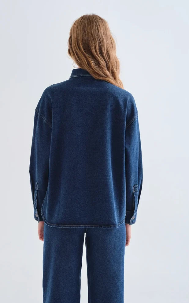 Compania Fantastica - Blue Denim Shirt With Euphonia Print