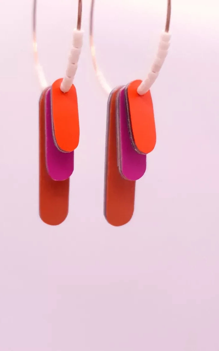 Margot Hoop Earrings Orange Fuschia Brown