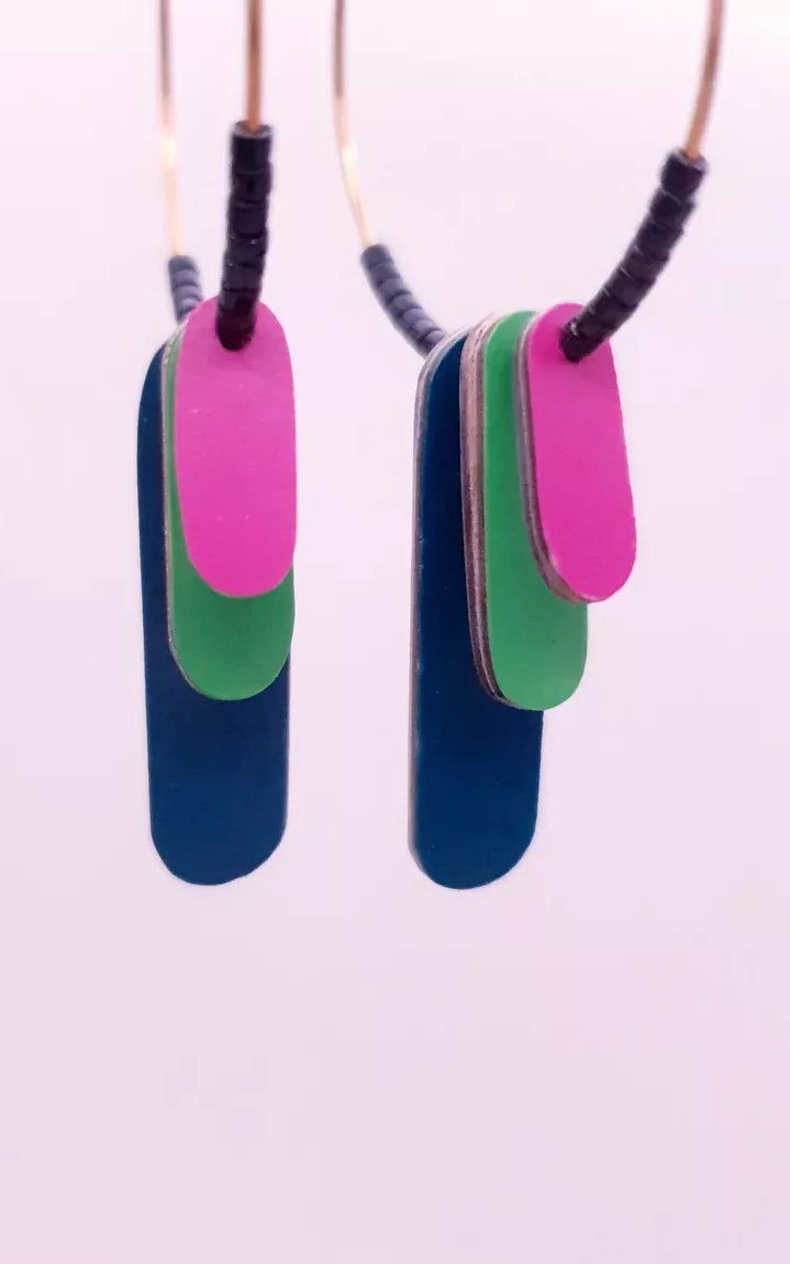 Margot Hoop Earrings Pink Green
