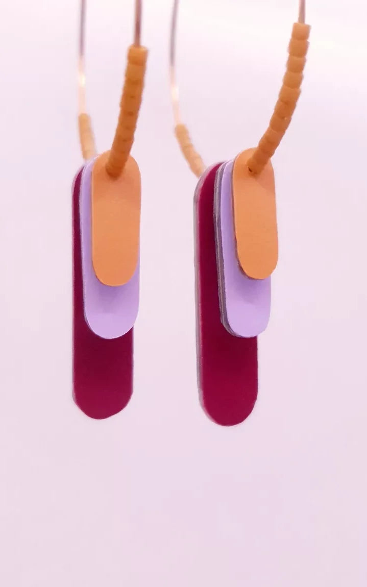 Margot Hoop Earrings Ocher Lila Burgundy