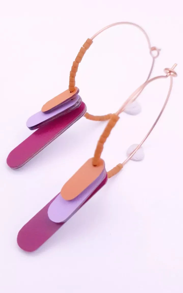 Margot Hoop Earrings Ocher Lila Burgundy