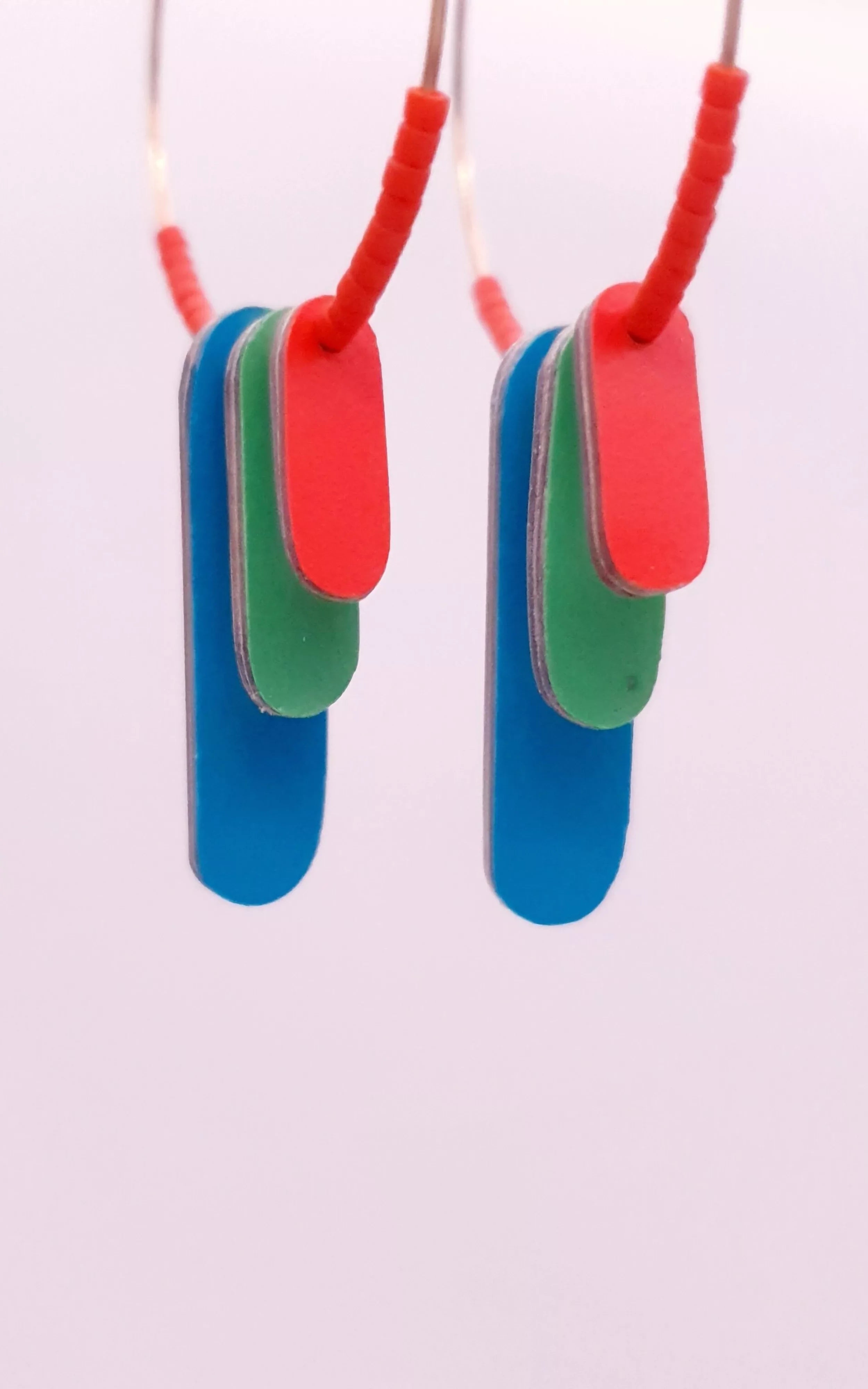 Margot Hoop Earrings Electric Blue Green Red
