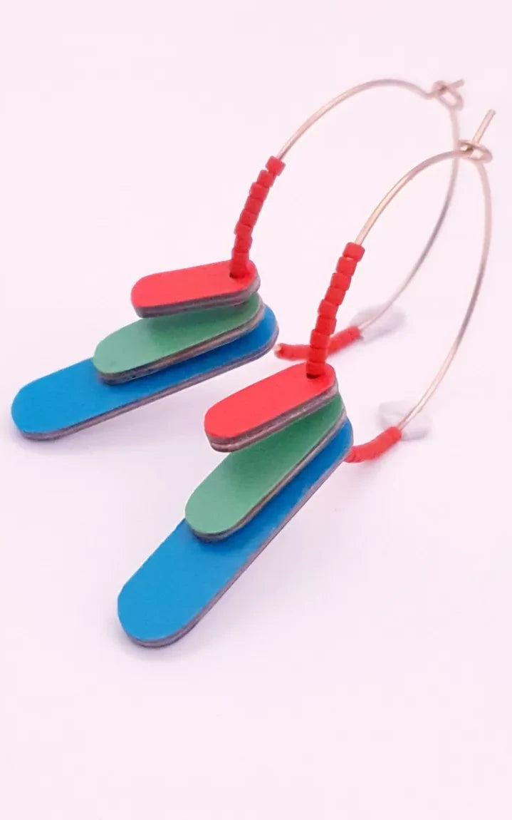 Margot Hoop Earrings Electric Blue Green Red