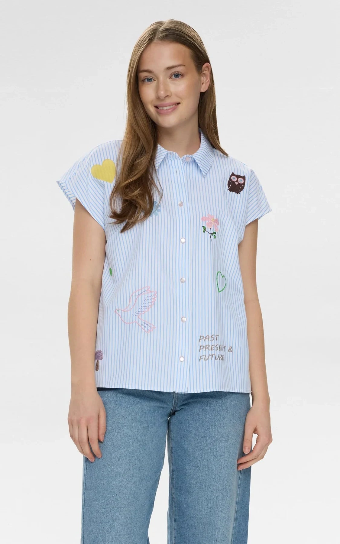 Nümph - Nuashley Embroidery Shirt Airy Blue