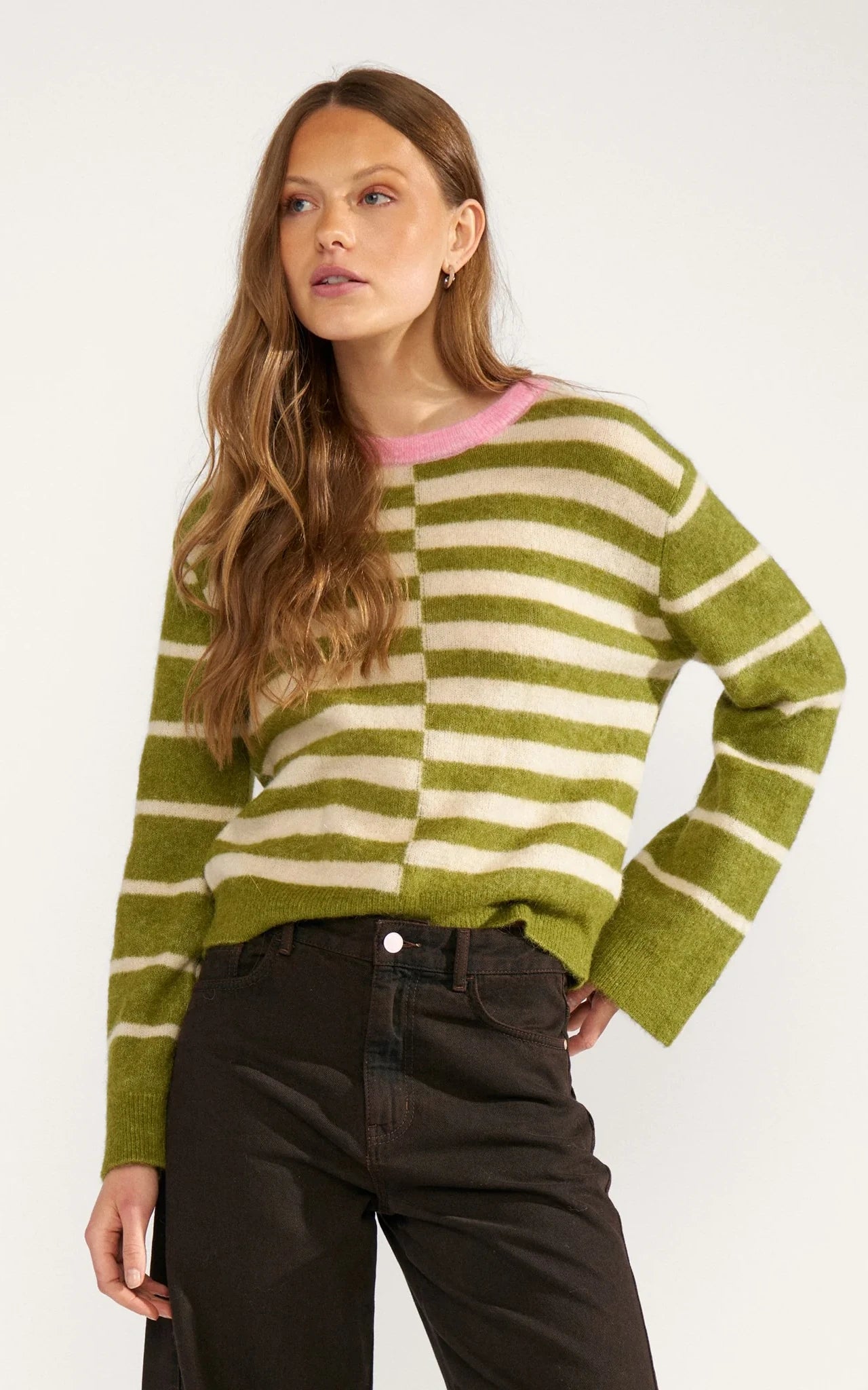 Nümph - Nuriette Block Stripe Pullover Calla Green