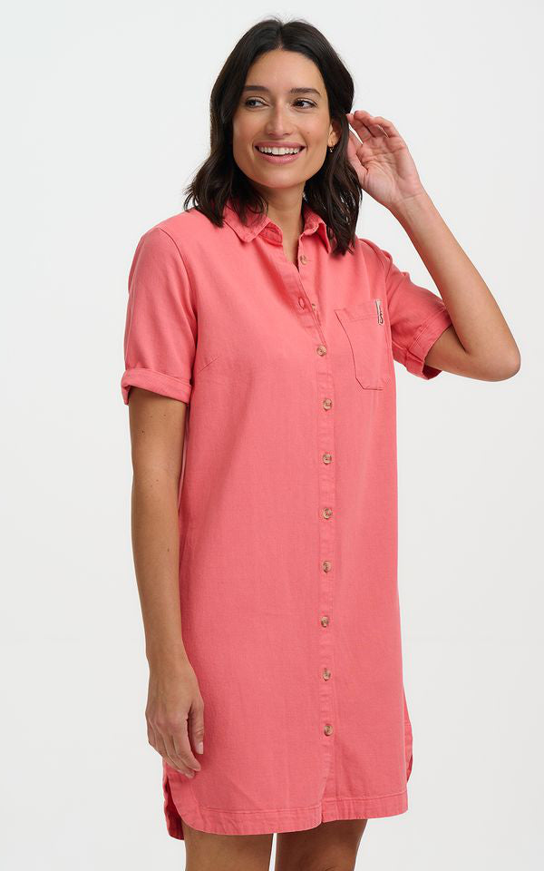 Sugarhill Brighton - Zoe Mini Shirt Dress Coral